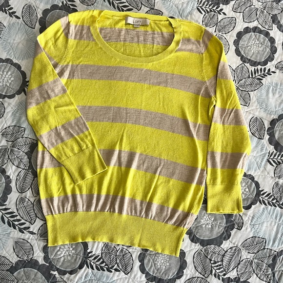 Ann TaylorLoft Sweater Yellow & Gray Women’s Sz S - Picture 1 of 5
